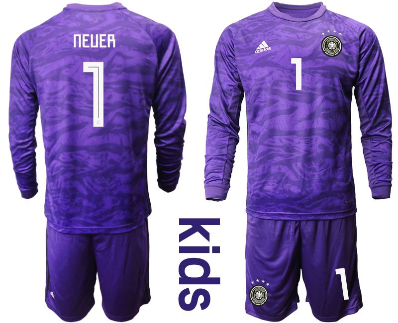 Youth 2019-2020 Season National Team Germany purple long sleeved Goalkeeper #1 Soccer Jersey->->Soccer Country Jersey